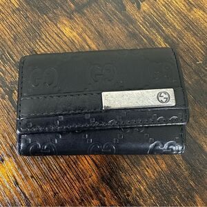 Gucci Guccissima Key Case Holder Leather Black